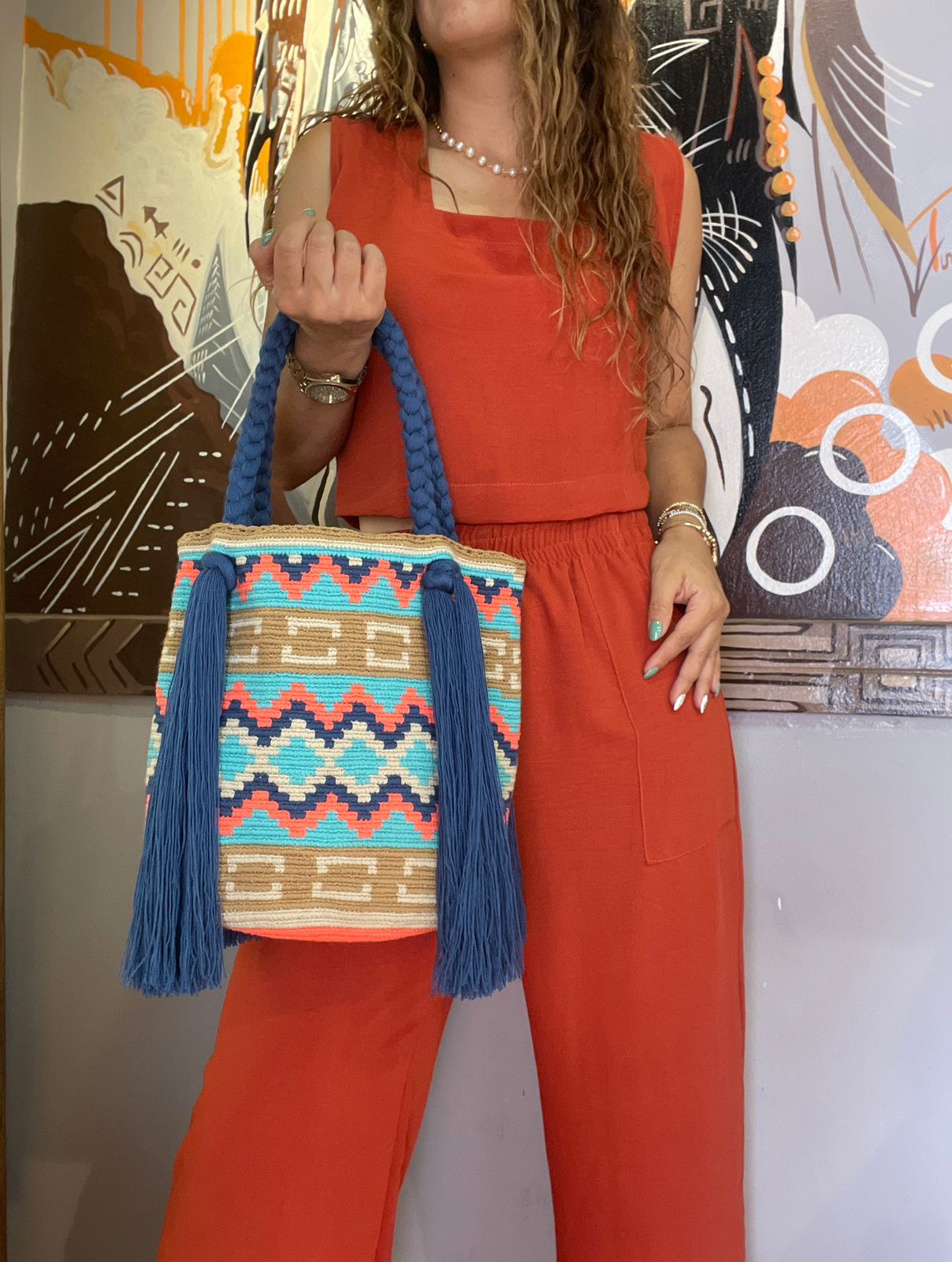 Bolso Wayuú trenza diseño 29x29