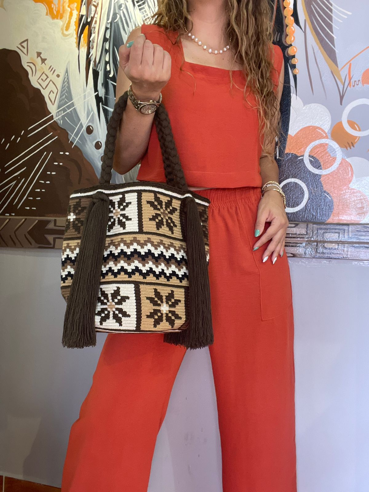 Bolso Wayuú trenza diseño 29x29